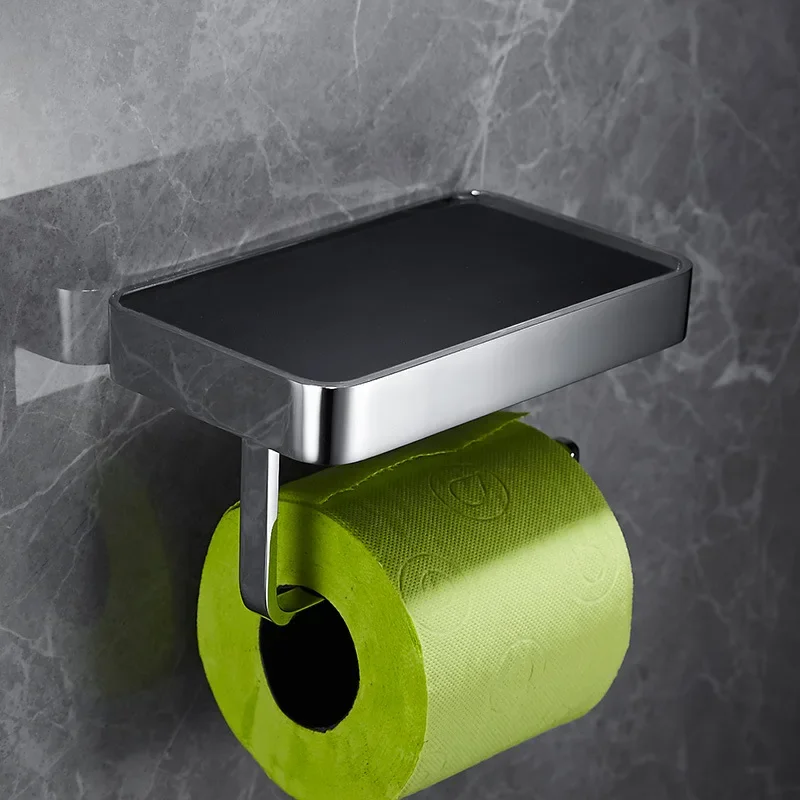 Roll paper holder - All-copper bathroom tissue holder - Wall-mounted storage rack
