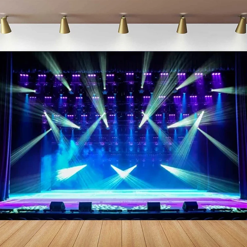 Stage Concert Photography Backdrop Lighting Nightclub Musical Hall Club Background Banner Sing Dance Performance Scene Poster