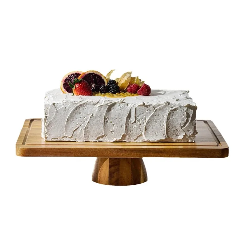 

Creative solid wood transparent dustproof cake tray for hotel birthday parties and weddings