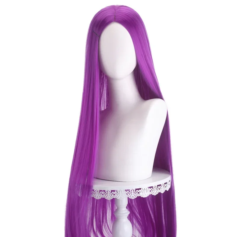 Lange gerade Cosplay-Perücke, 100 cm, Mittelscheitel, zentraler Split, blond, rosa, rot, lila, hitzebeständige Kunsthaar-Perücken