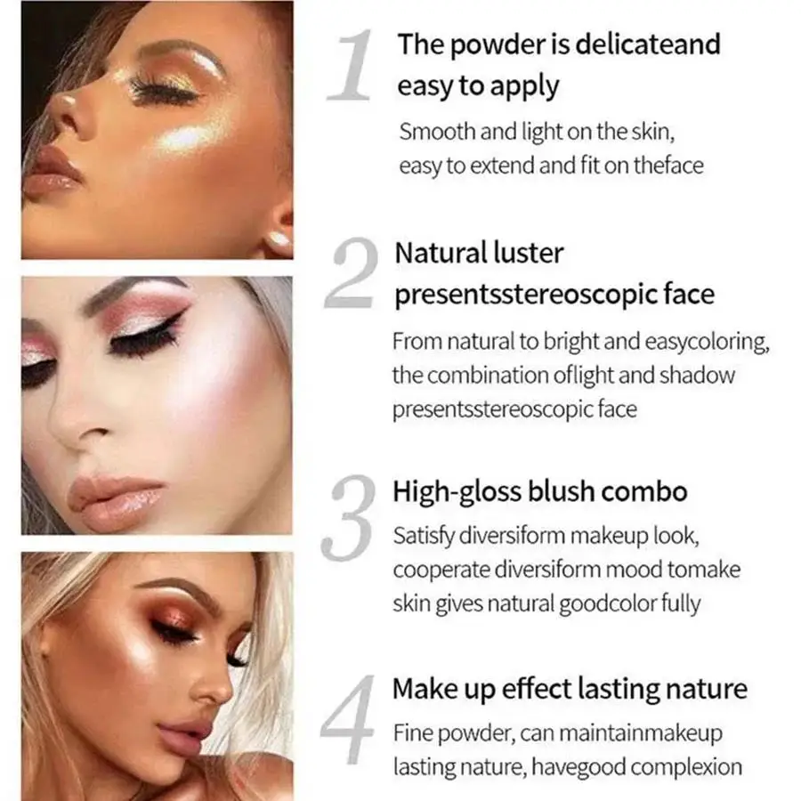 4 色のハイライターパレットグリッター顔輪郭明るくメイクシマー頬紅化粧品女性のための