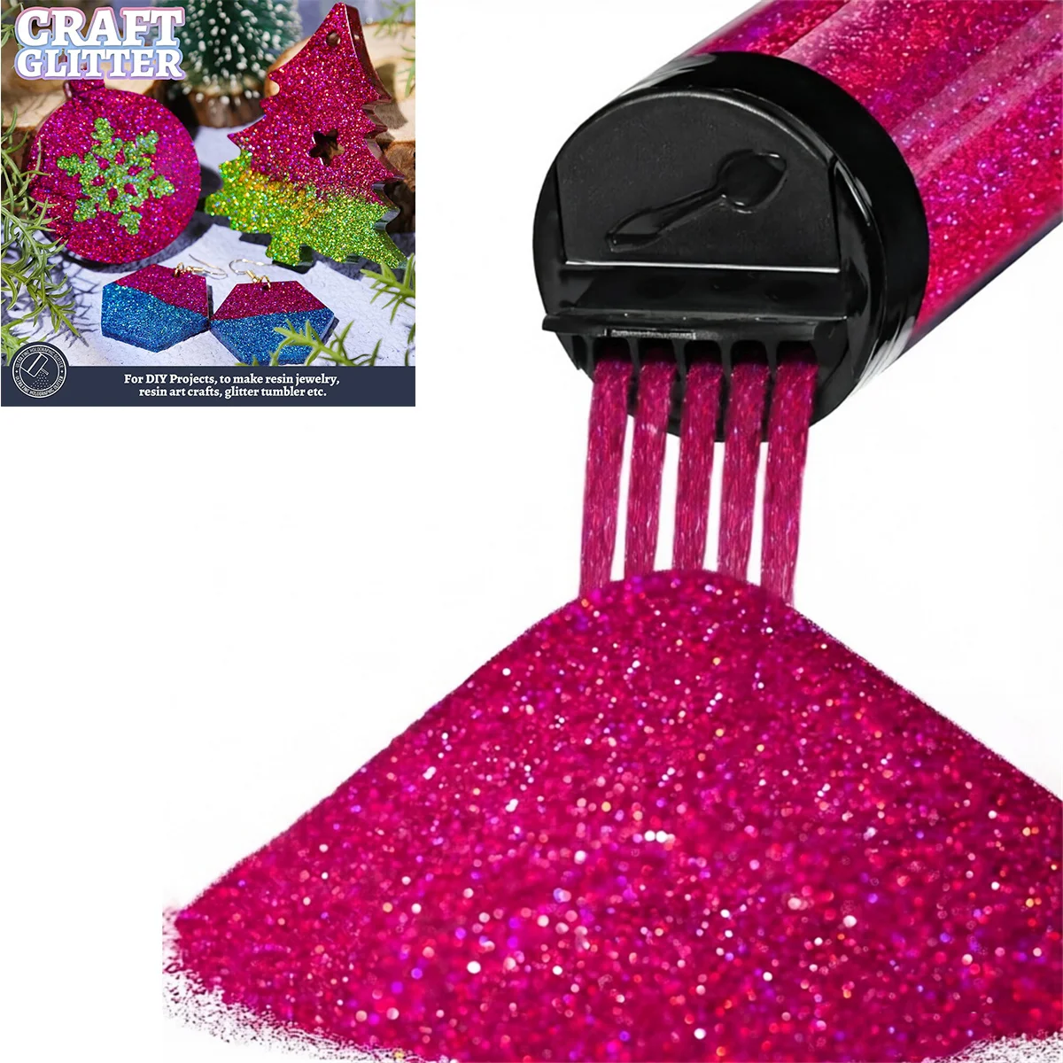 120ML Nagelglitzerpulver, Holographischer Ultrafeiner Glitzer, 1/128" Harzglitzerpulver, Metallisch Schillernder Glitzer für Bastelarbeiten – Detail 9