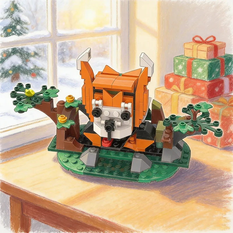 144pcs MOC Jungle Explorer Tribute Red Panda Statue City Model Building Blocks Architecture Toy Idea Festival Gifts Brick