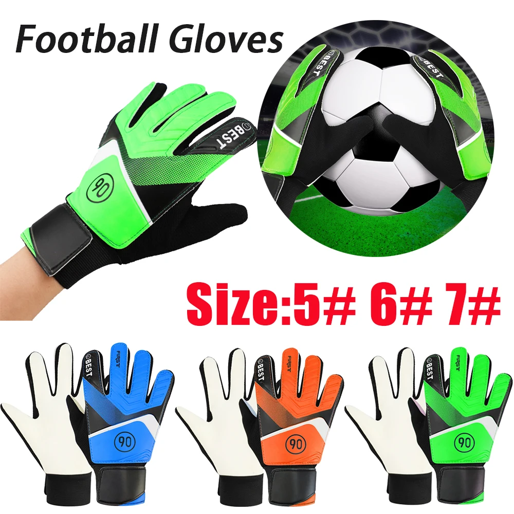 Guantes de portero antideslizantes para niños, guantes de fútbol de PU, protección de dedos, portería, guantes de portero de látex engrosados para