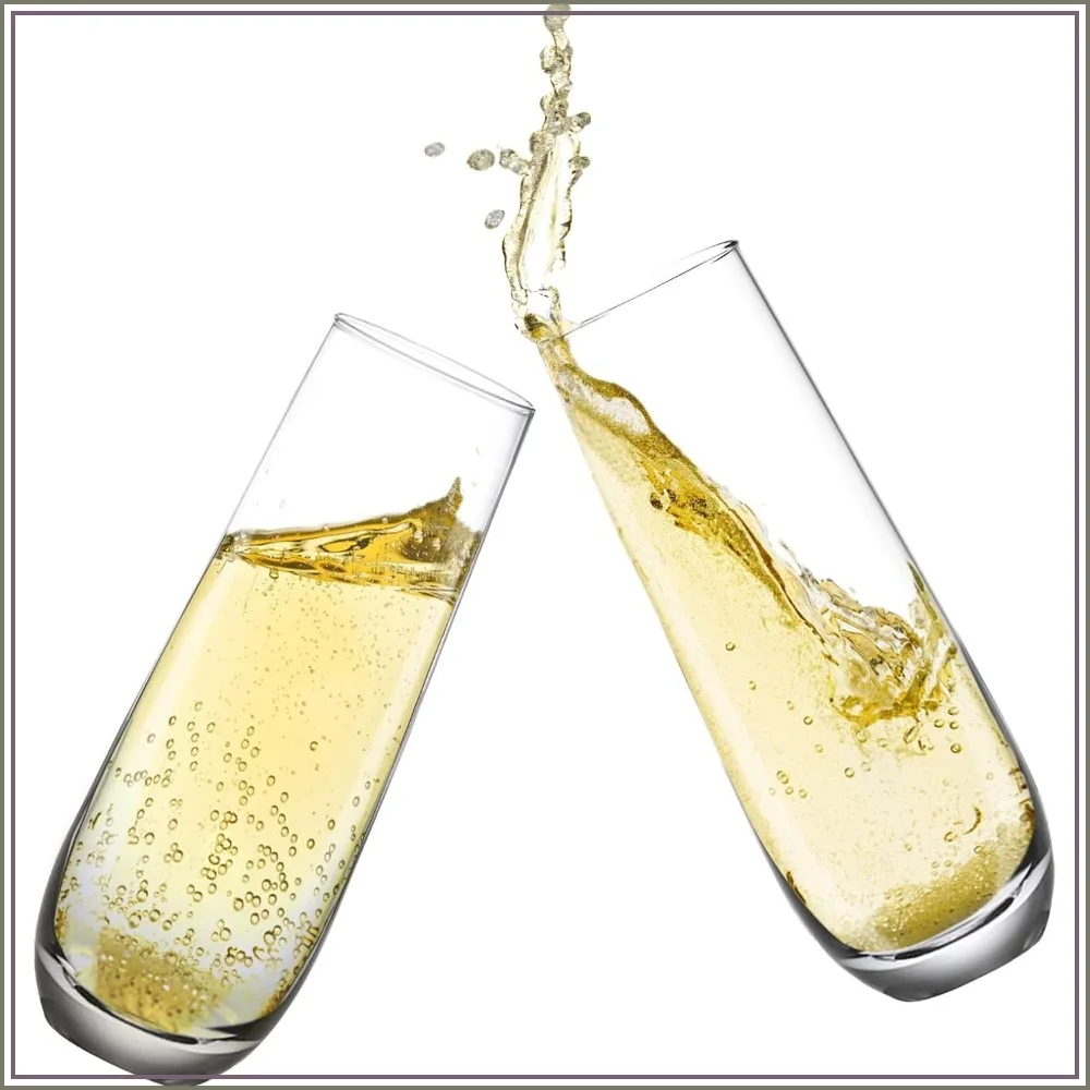 

Hand Blown Crystal Champagne Flutes Set of 4, 10.2oz Stemless Glasses for Prosecco, Wine, Cocktails