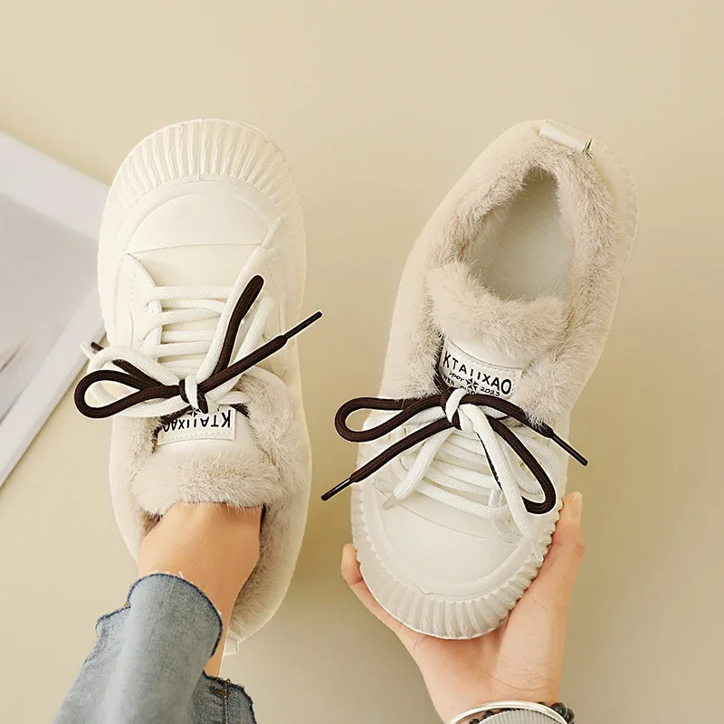 Thick Soled Warm High Top Winter New Style with Plush Trend Cute Plush Ugly Cute Big Head Bread Shoes Versatile and Casual