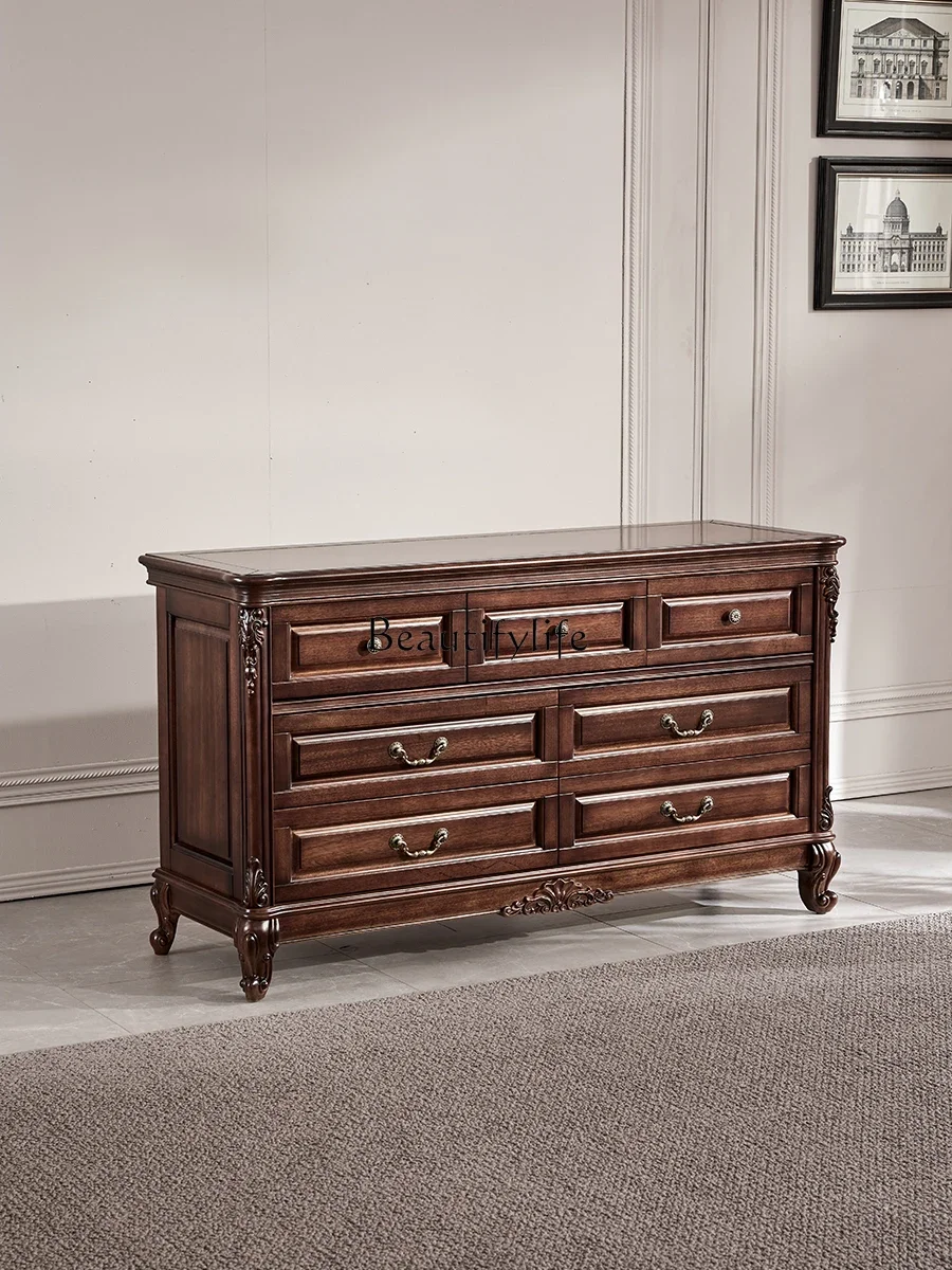 

American black walnut seven-chest cabinet solid wood drawer locker simple beauty multi-function