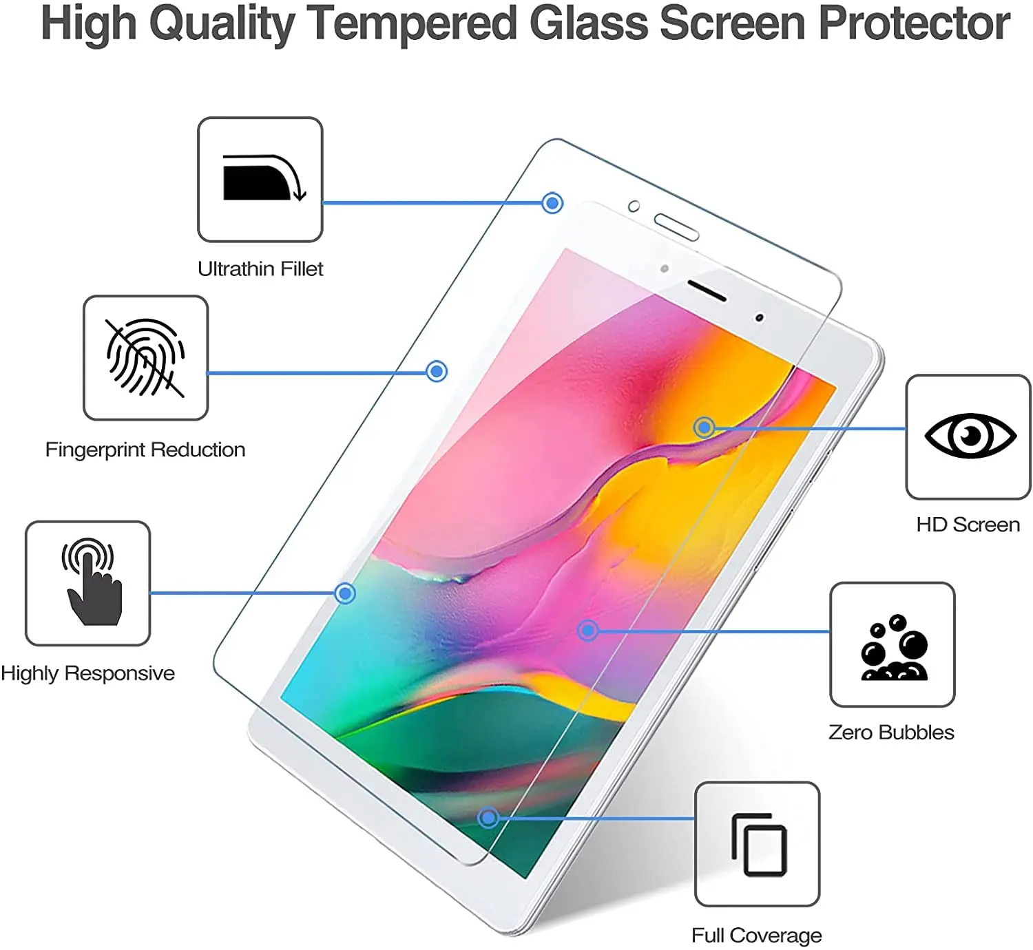 Película protetora de vidro temperado para samsung galaxy tab a 8.0 2019 sm-t290 t295