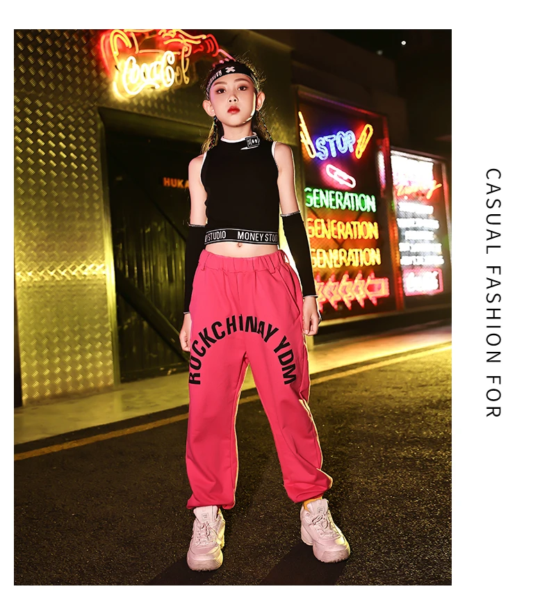 

Children Hip Hop Jazz Dancing Performance Clothing Suit Summer Loose Street Dance Show Costume Girls Practice Wear Set