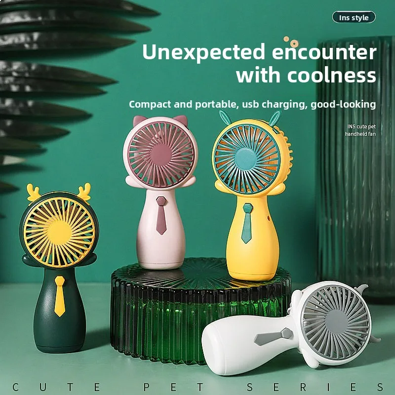 Li Jiaqi Recommended Mini Fan USB Cartoon Lanyard Portable Rechargeable Handheld Fan