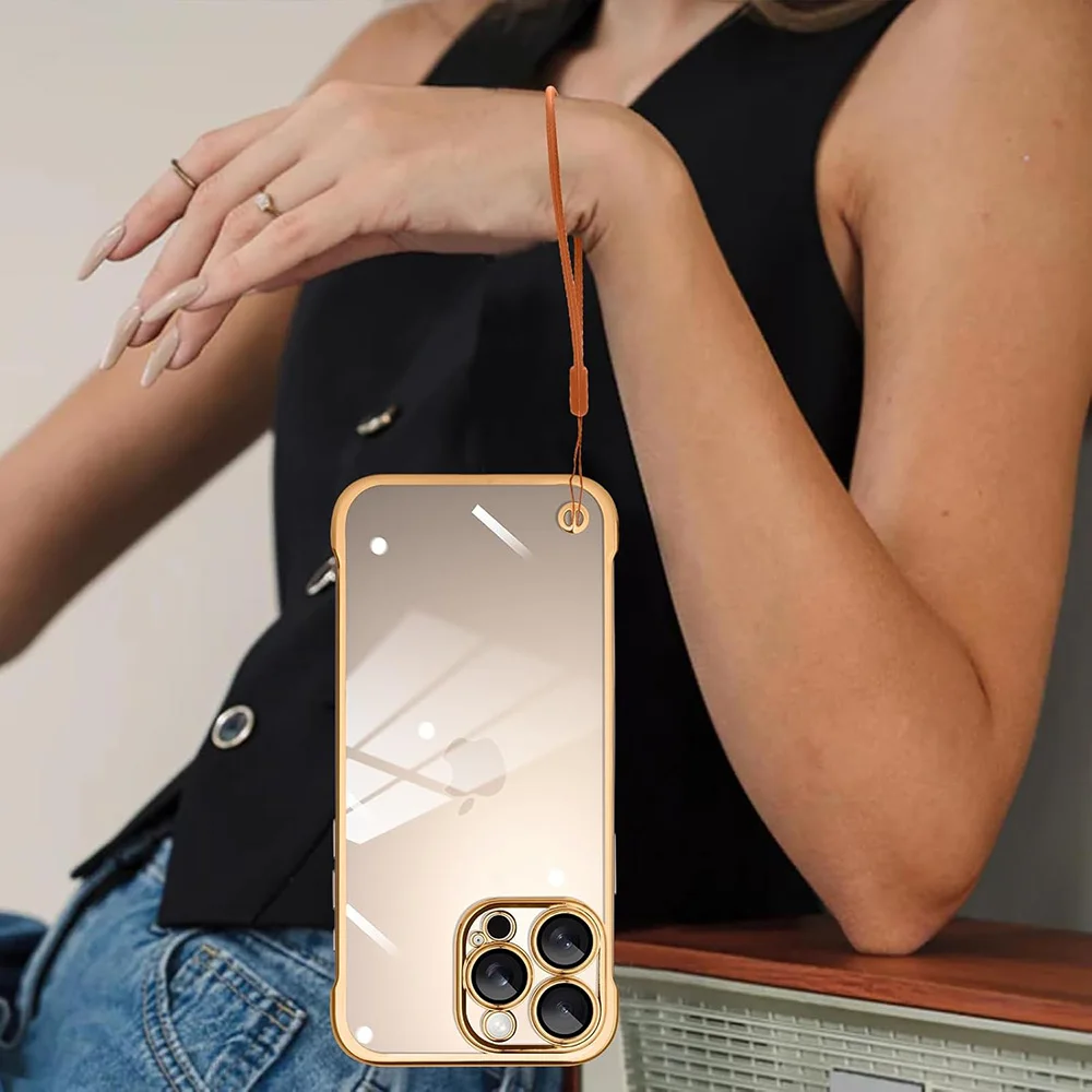 Luxury Glitter Plating Clear Case For iPhone 17 Air 16 15 14 13 12 11 Pro Max Plus Half-Wrapped Glitter Hard Back Cover Shell