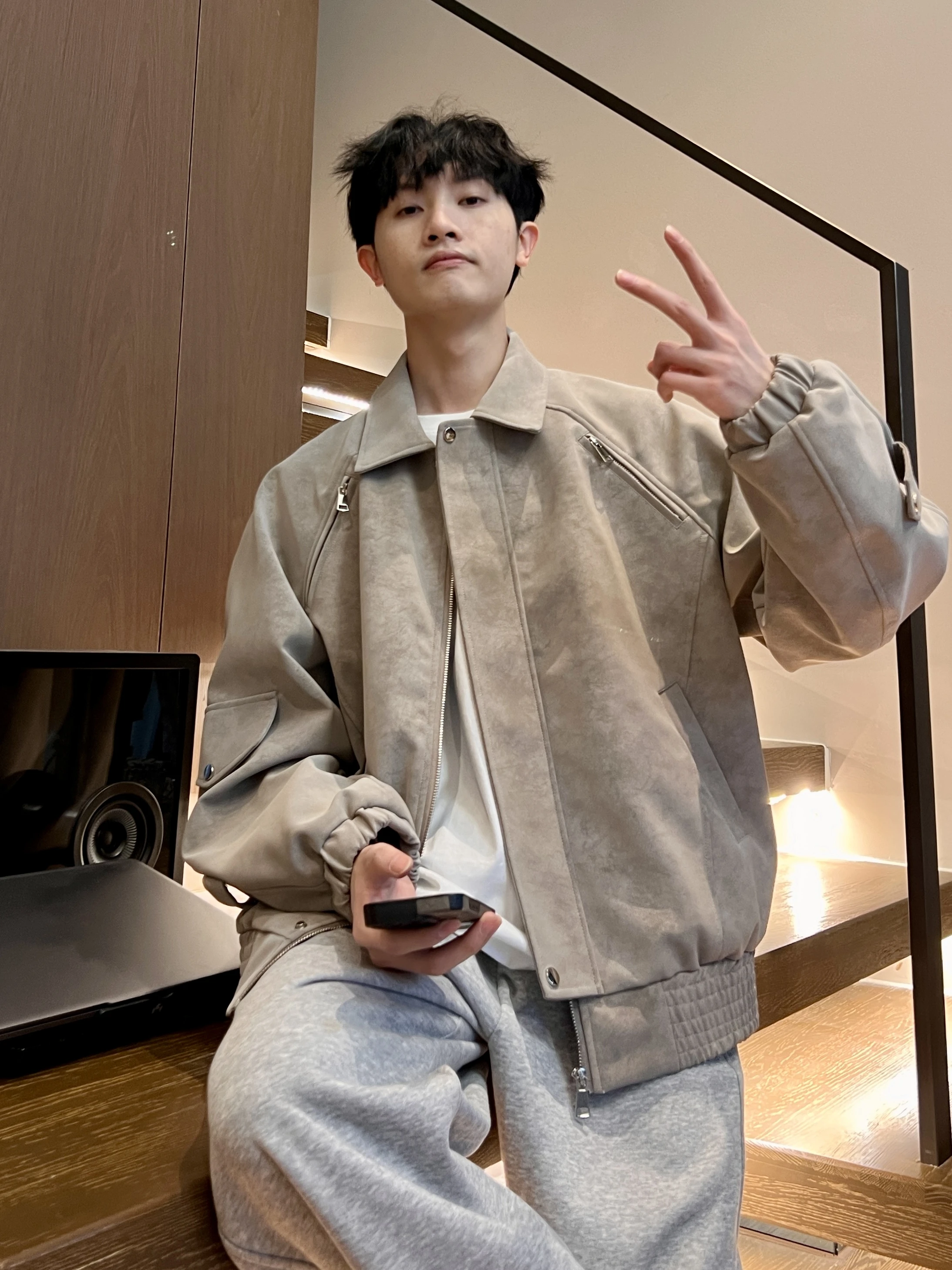 

Мужская куртка-жакет в стиле ретро из полиэфирного волокна, весна-осень, с воротником-стойкой, приталенный крой, длинная...