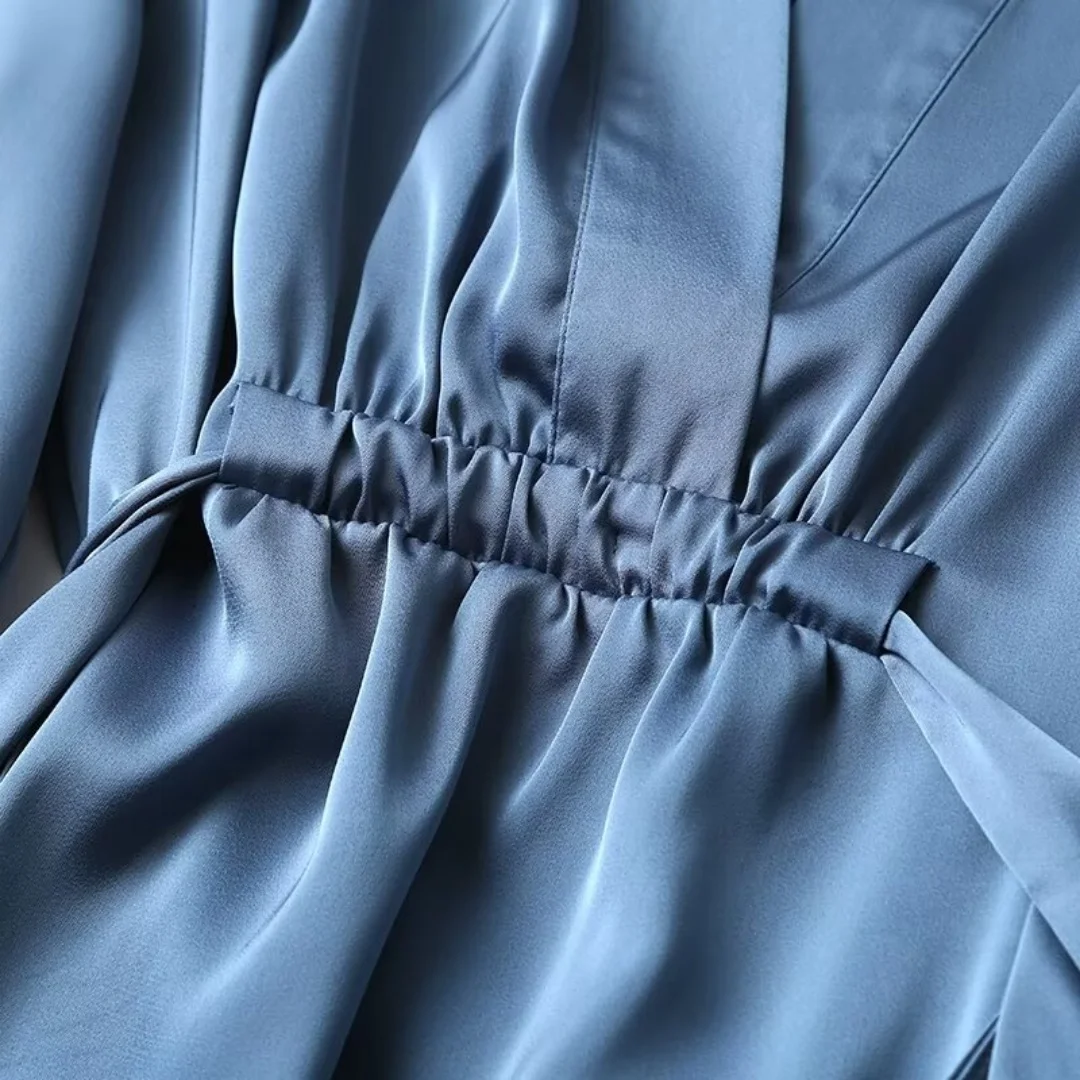 BM & MD & ZA 2024 شتاء جديد ملابس نسائية بسيطة وأنيقة عادية انفصال حزام خصر أسفل سبليت فستان #5