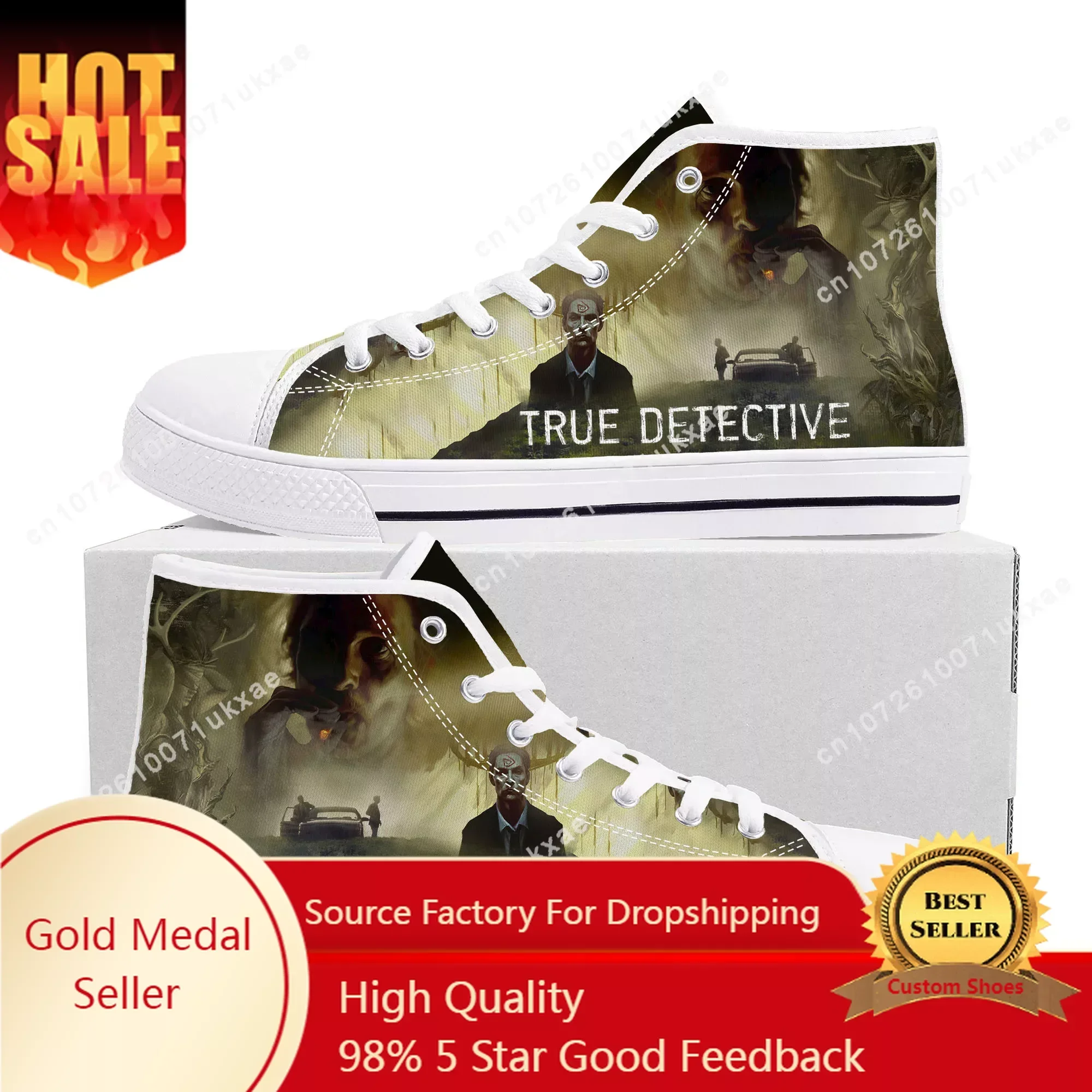 

True Detective High Top Sneakers Mens Womens Teenager Canvas High Quality Sneaker Casual Custom Made Shoes Customize DIY Shoe