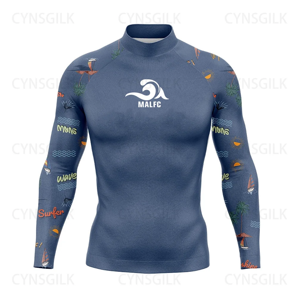 MALFC Rash guard for men Surfing Clothes Swimsuit Rashguard Surf Wear UPF 50 Water Sport Long Sleeve T-shirt Swimwear snorkeling