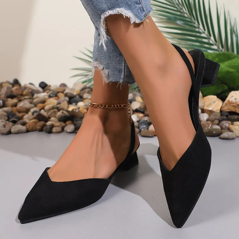 All-Match Slip On Plus Size Pumps Women Summer Party Comfortable Thick Heel Mid-Heel Pumps Woman Pointed Toe Pumps Mujer view 4