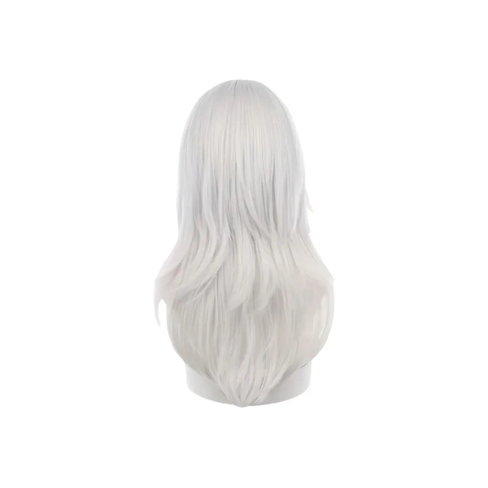 شعر مستعار تأثيري أنيمي تأثير Genshin ، شعر أبيض فضي طويل ، مقاوم للحرارة ، شعر مستعار زي الهالوين ، شعر مستعار Cyno