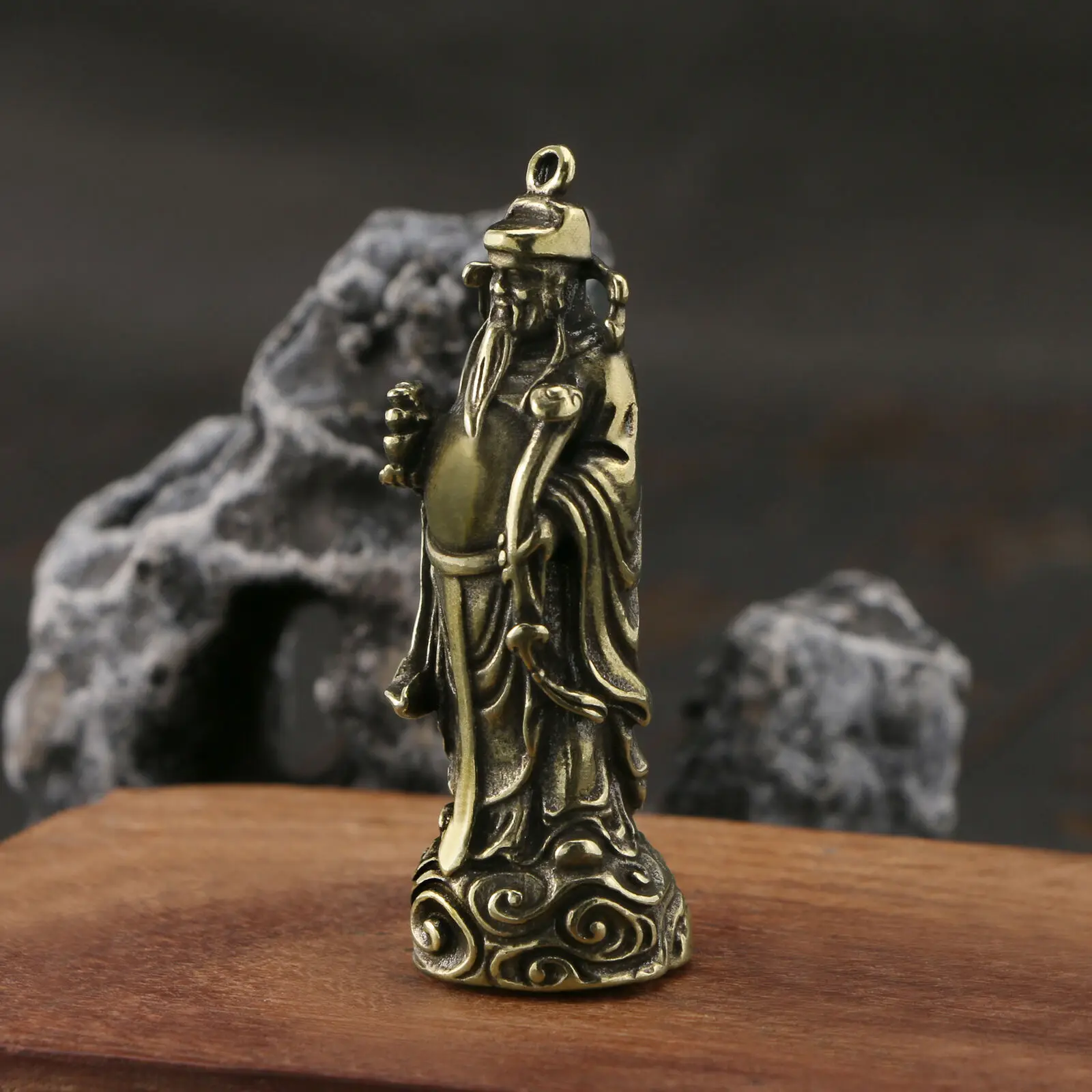 Solid Brass God of Wealth Figurine Small Statue Home Ornament Figurines