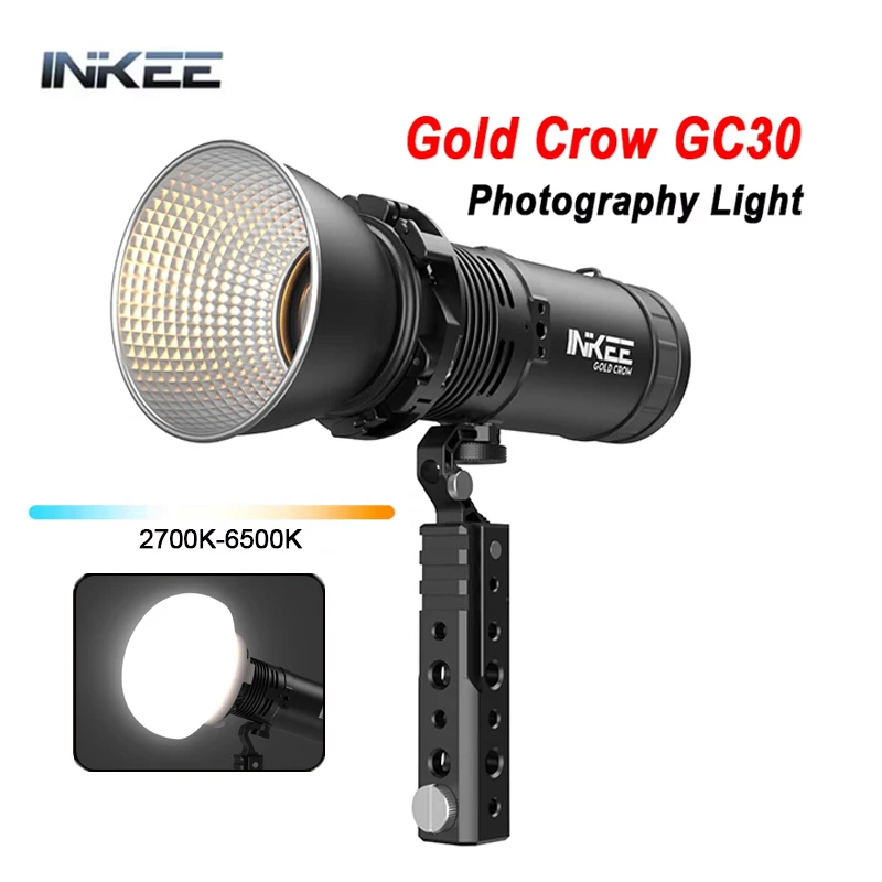 

INKEE Gold Crow GC30 LED Video Light Waterproof 30W Studio Photographic Strobe Lighting 2700k-6500K For Live Streaming Camping