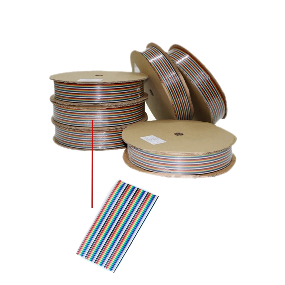 

1Meter 10P/12P/14P/16P/20P/26P/34P/40P/50P 1.27mm PITCH Color Flat Ribbon Cable Rainbow DuPont Wire for FC Dupont Connector