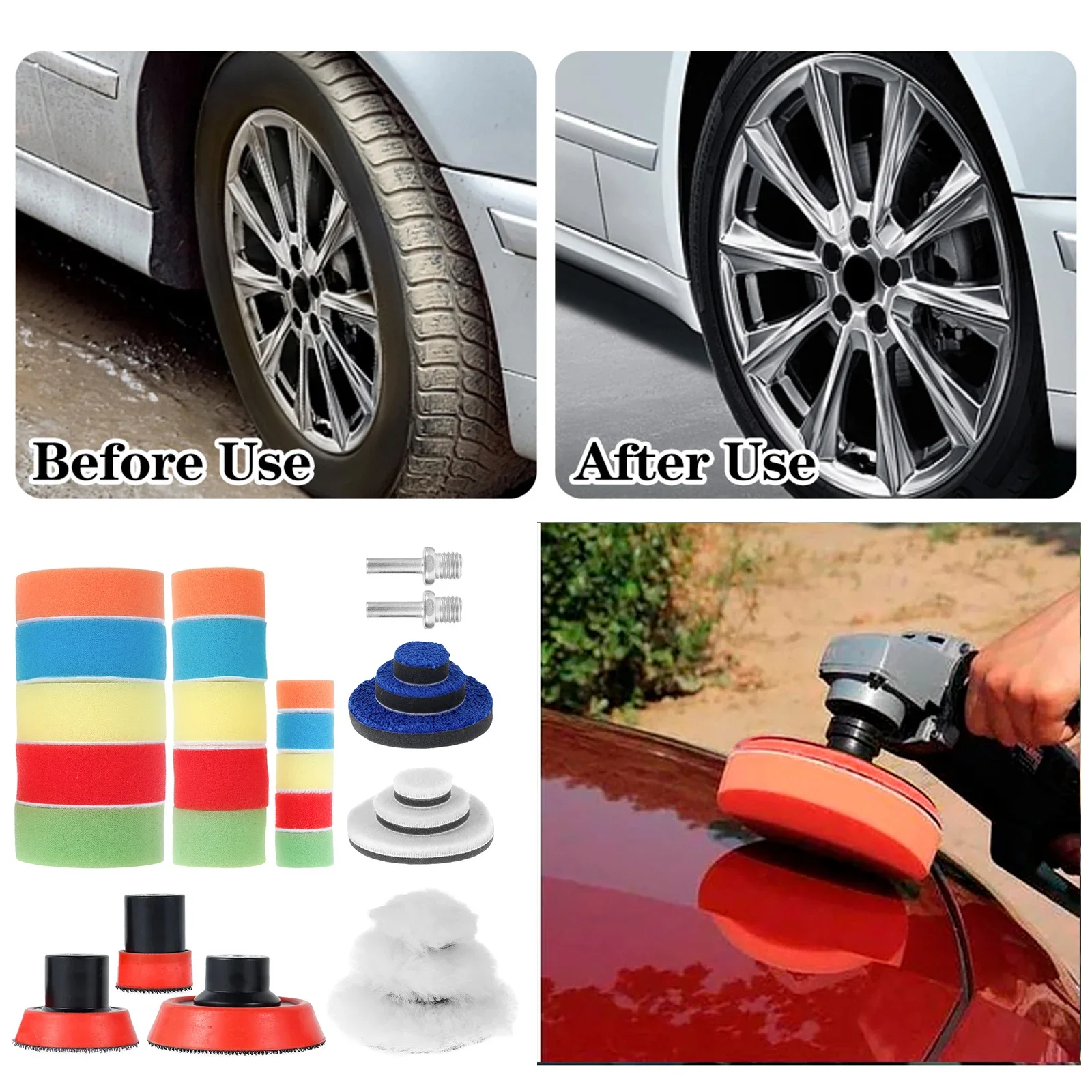 

1/2/3inch Car Polishing Pad Kit Anti-Scratch Polishing Sponge Kit Car Polisher Attachment Accessories For Car Polisher Drill