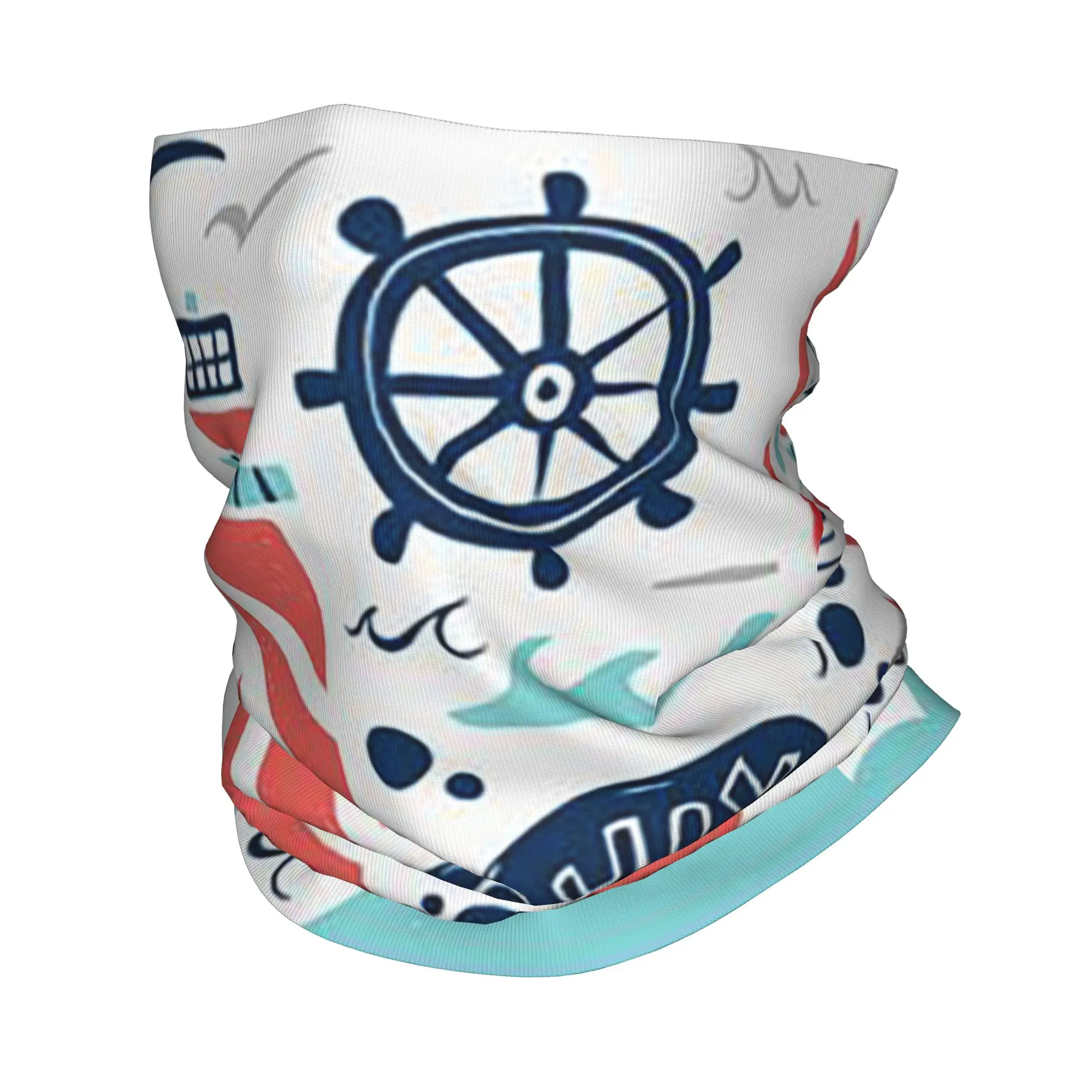 Preppy Nantucket Pattern Bandana Neck Cover Printed Magic Scarf Warm Face Mask Running Unisex Adult