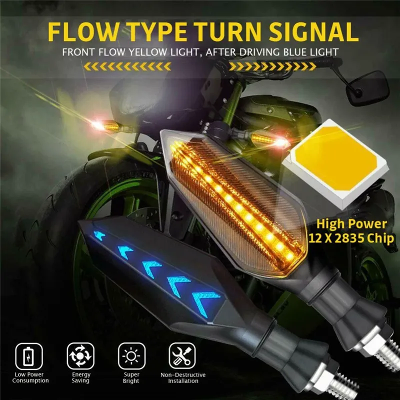 Motorcycle Arrow LED Turn Signal Lamp Sequential Flowing Flash Indicator Lights 17LED Running Light Motorcycle Indicator Lamp