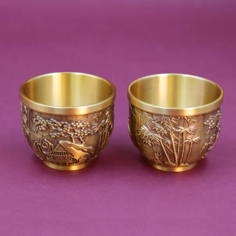 Brass Master Hundred Blessings Cup Wholesale Creative Copperware Wine Goblet Live Copper