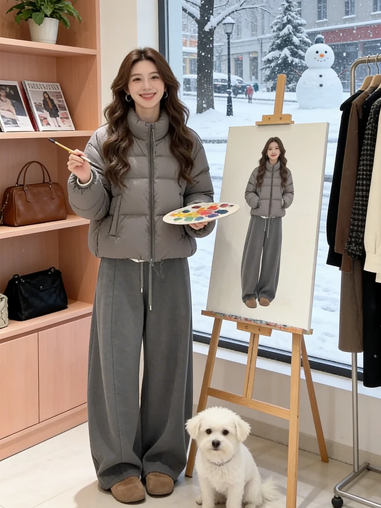 

Faionable Thiened Cotton Jaet Women's Winter Loose Sle Stand Collar Zipper Closure ort Length Color Coat