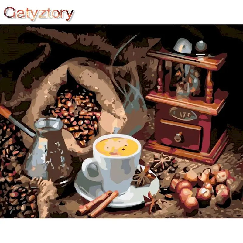 

GATYZTORY Frame Picture DIY Painting By Numbers Coffee Unique Gift Calligraphy Painting For Home Decor 40x50cm Wall Artwork