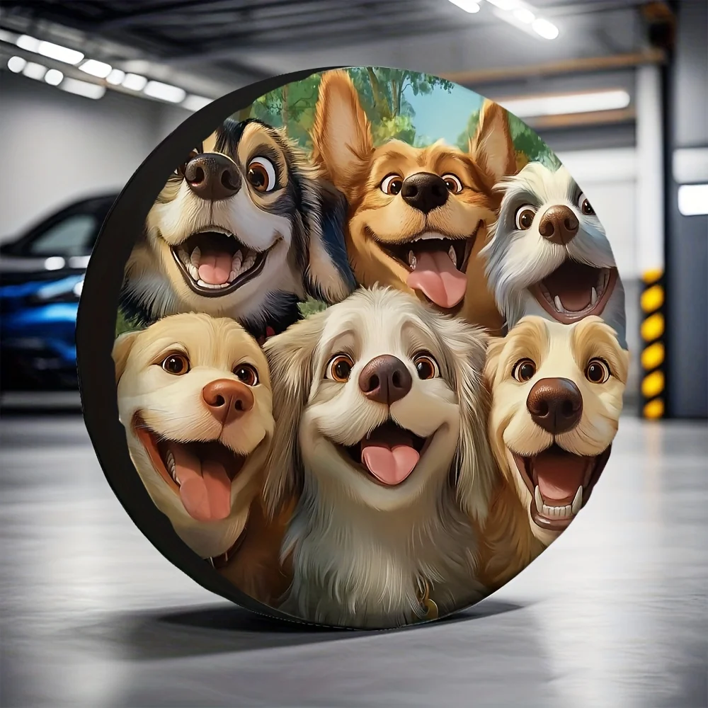 1pc, Waterproof Spare Tire Covers Cute Dog Machine Washable Fabric, Without Electricity Camping Perfect For Fishing Tire Covers