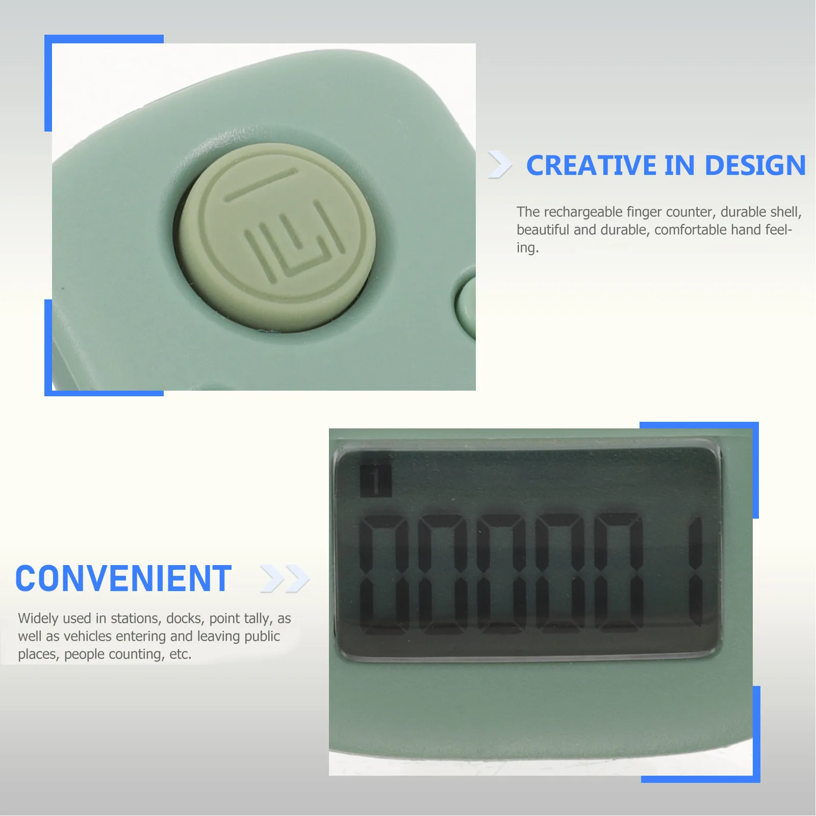 Mini Digital Rechargeable Finger Counter Electronic Finger Ring Silent Handheld Tally Counter for People Counting Public