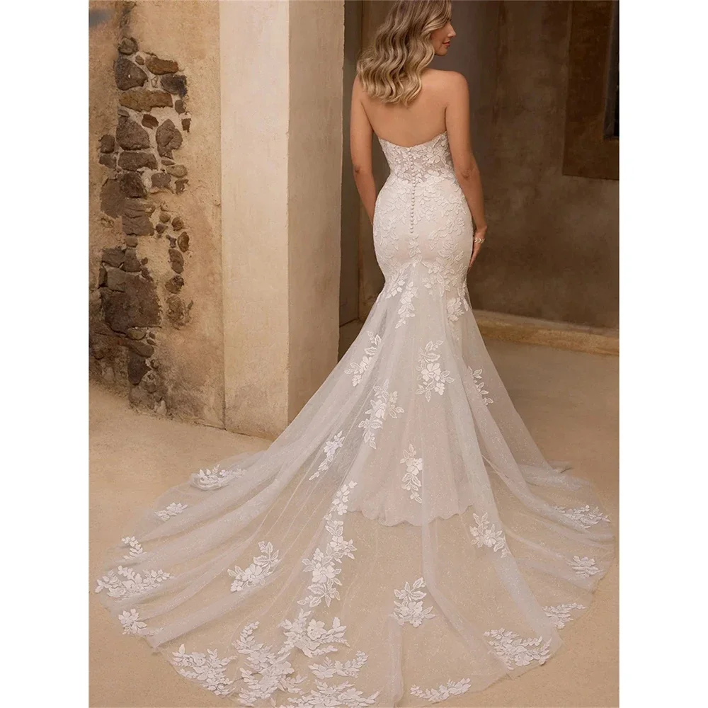 Robe de Mariée de Luxe Personnalisée, Sirène, Dos aux, en Dentelle, Sexy, Nouvelle Collection, 2025