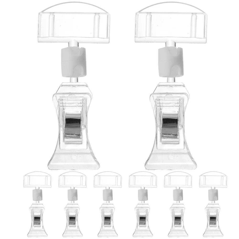 Prático Sign Titulares para Mercadoria, Display Clamp, Clipe de Rack, Ajustável, Clip-on, Roupas, Abs, Clear, 8 Pcs