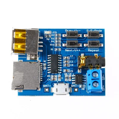 10pcs mp3 module comes with amplifier lossless decoding board mp3 decoder TF card U disk decoding player