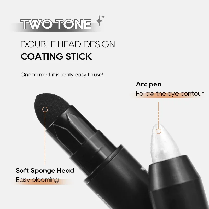 Barra de sombra de ojos brillante de doble punta, lápiz de sombra de ojos de varios colores, aspecto de maquillaje llamativo, rotulador resaltador con pincel, regalos