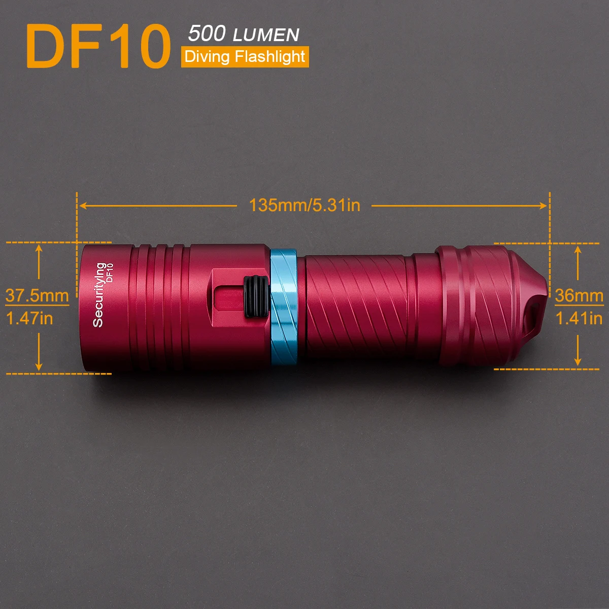 Lampe de poche de plongée étanche DF10, 500 lumens, lumières sous-marines, 30m, IPX8, plongée, extérieur, camping