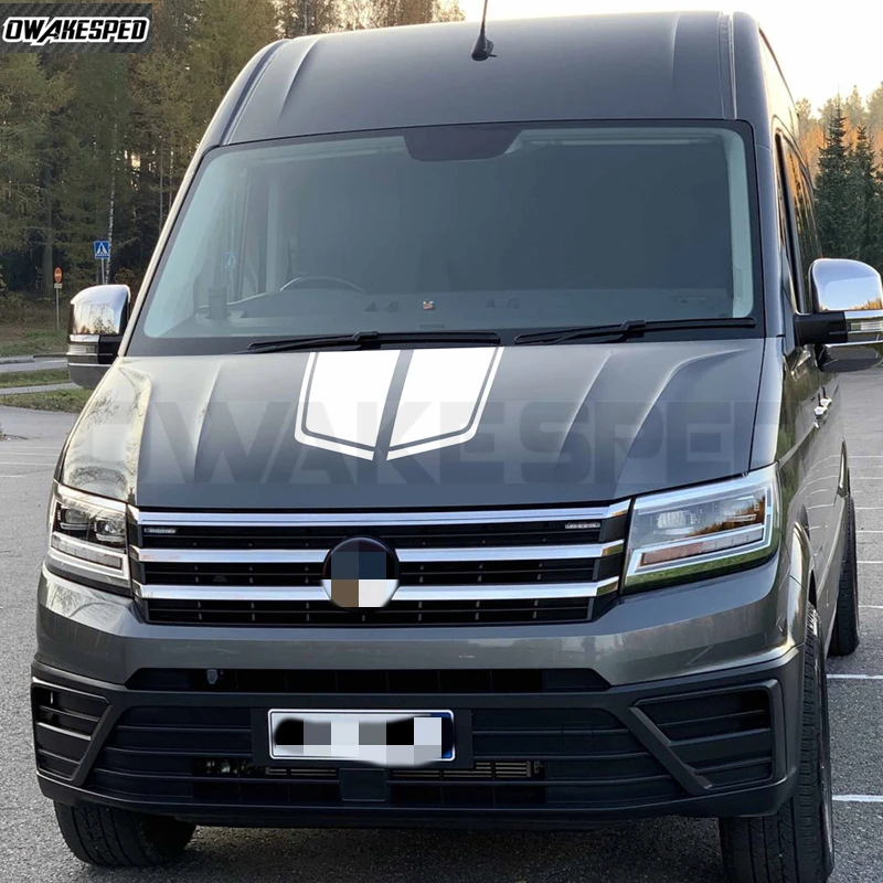 Cubierta de motor para coche, pegatinas decorativas de vinilo con rayas deportivas para Volkswagen Crafter Van Camper, accesorios de carreras