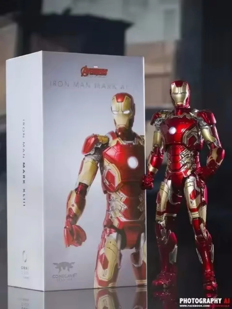 New Genuine Comicave 1/12 Iron Man Marvel Anime Figure Armor Mk46 Joint Action Model Dolls Lighted Collection 75% Alloy Toy Gift