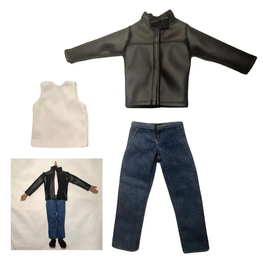 Veste en cuir décontractée pour figurines d'action, vêtements en jean trempés, 1:6, 12 po