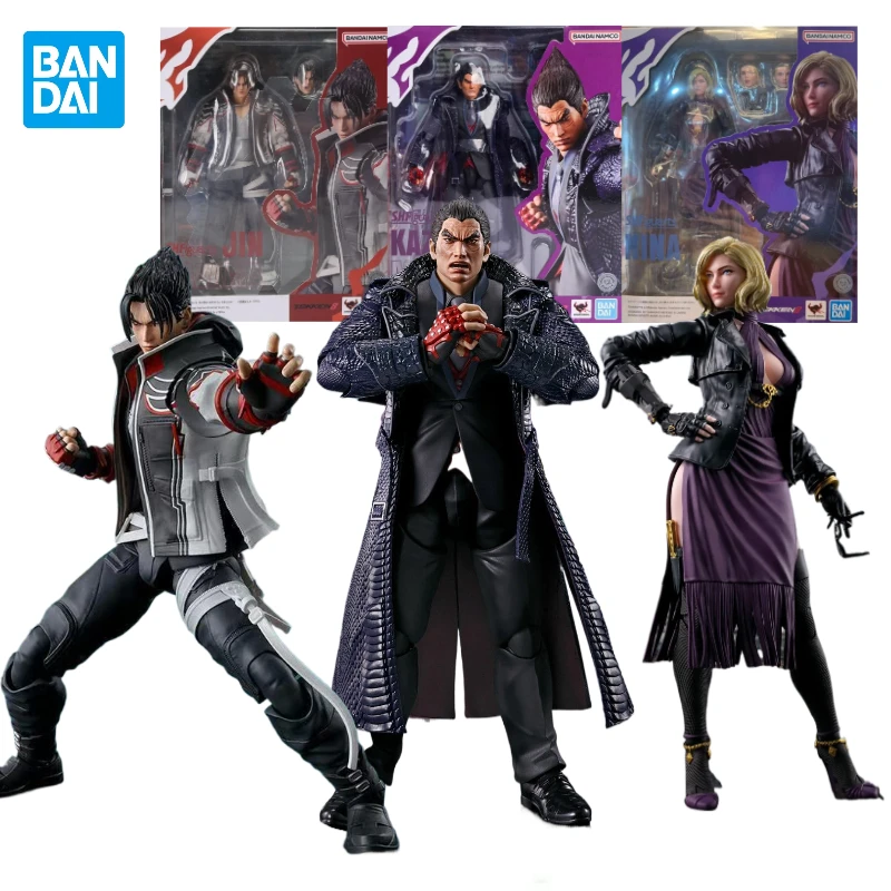 En Stock Original BANDAI S.H.Figuarts SHF TEKKEN 8 NiNA Williams y JIN KAZAMA Anime figuras en miniatura de juguete colección regalos de muñecas