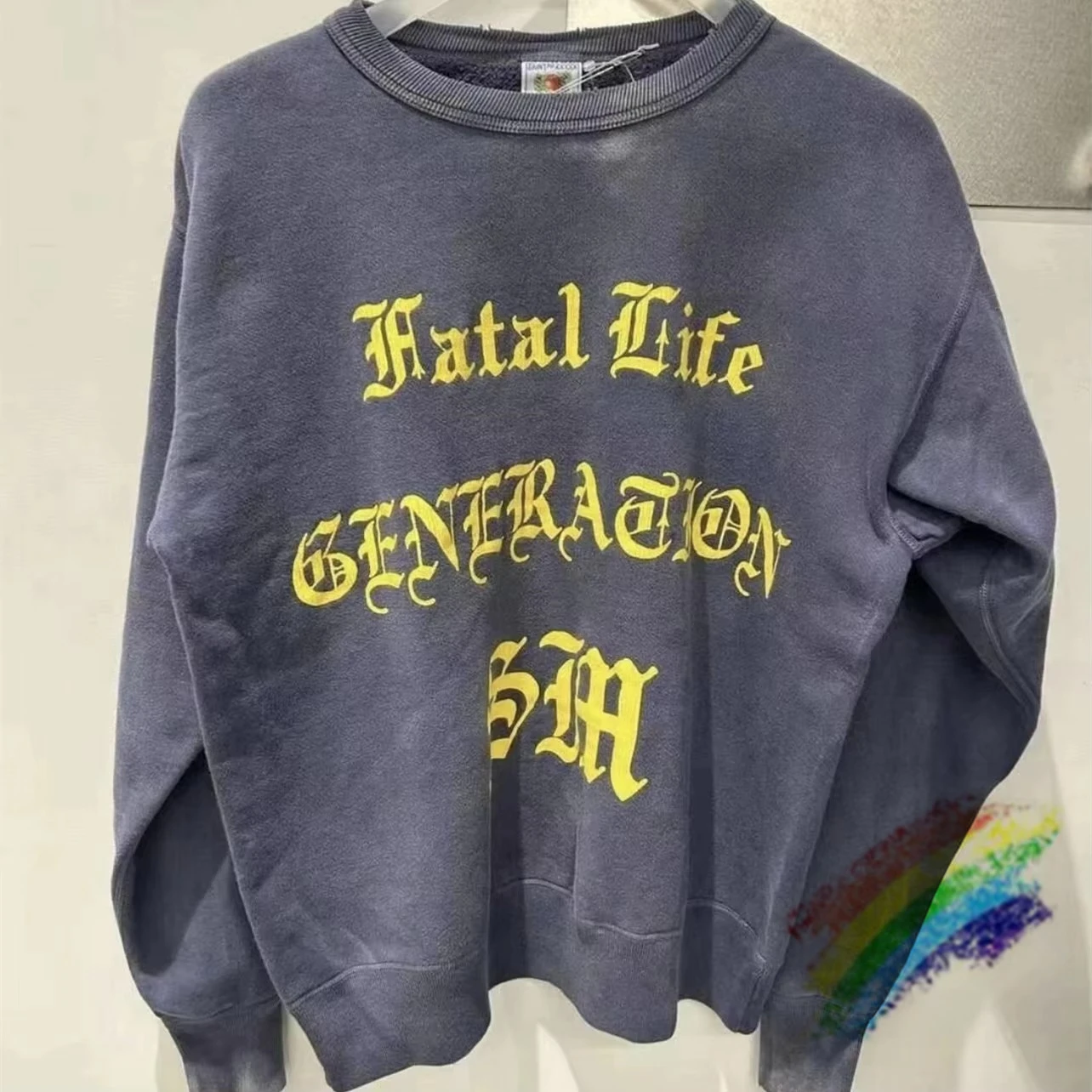 

Washed Saint Sweatshirts Men Women High Quality Casual Oversized Crewneck
