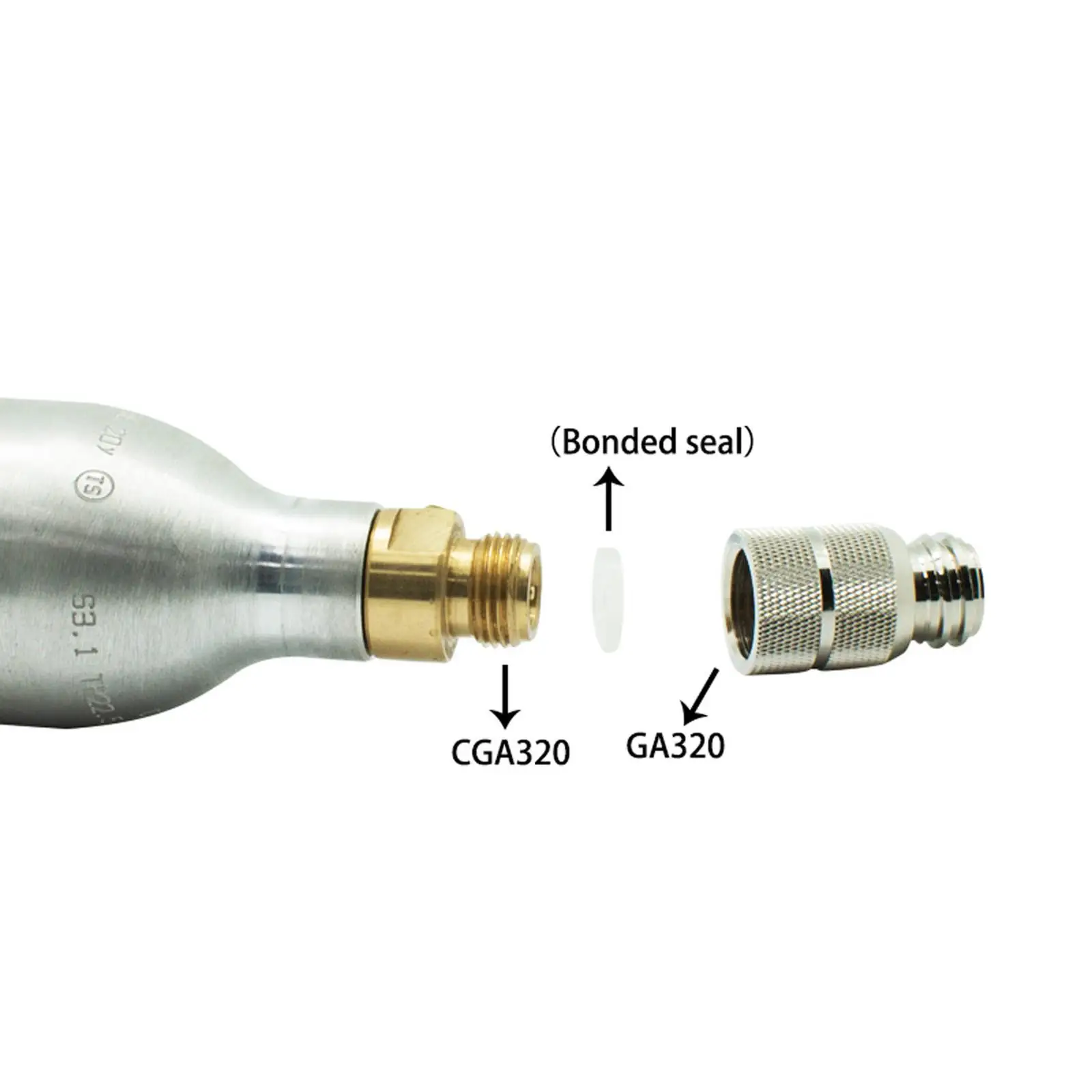 อะแดปเตอร์กระบอก CO2 ถึง Cga320 ขนาดเกลียวตัวเมียติดตั้งสะดวก