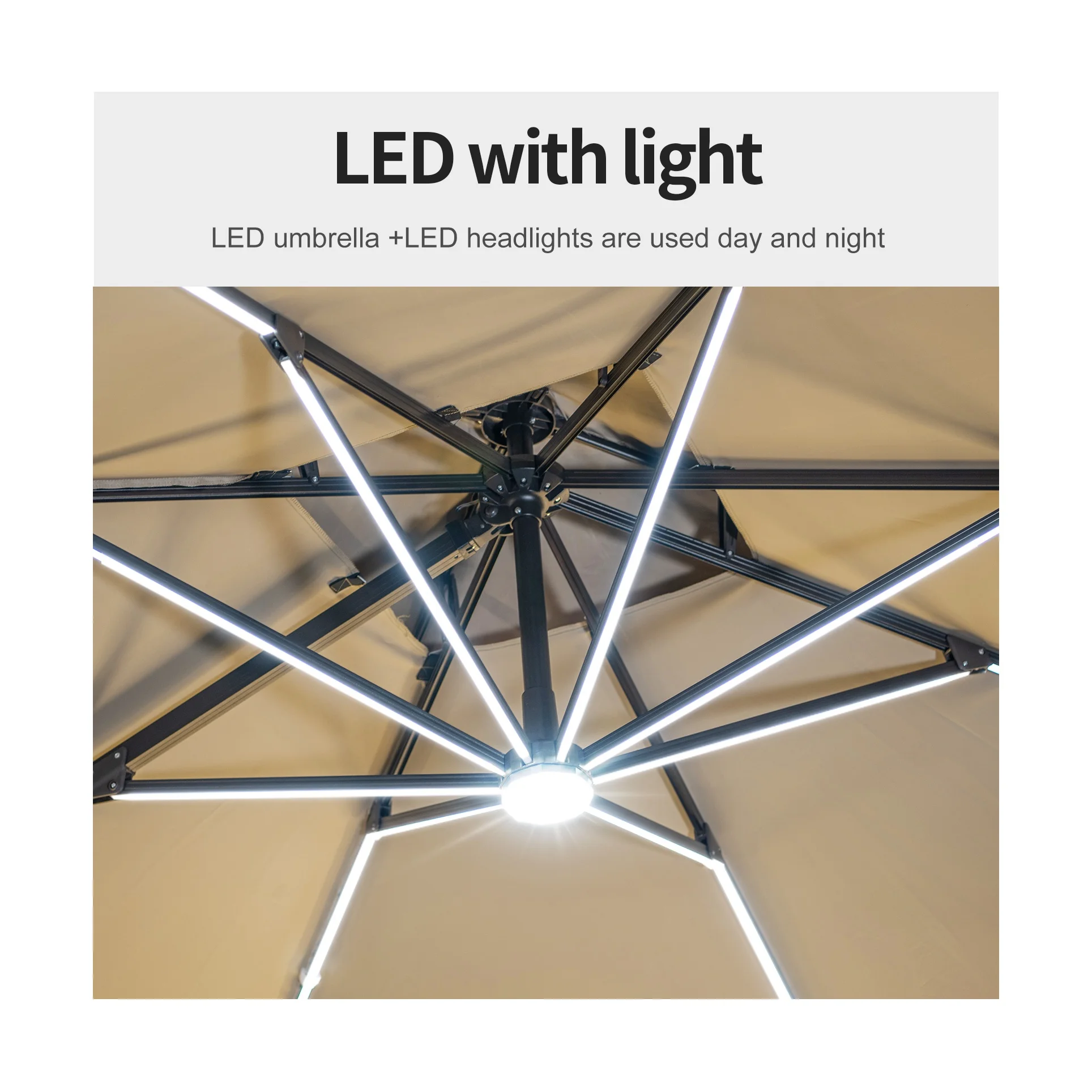 مظلة ناتئ المظلة مظلات خارجية كبيرة الحجم حديقة LED ظل الشمس 20FT مظلة ذات جودة مربعة #2