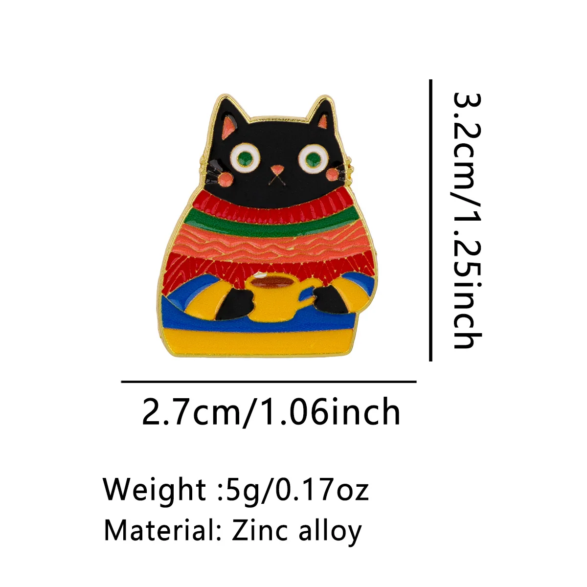 Broche metálico de gatito negro esmaltado para solapa y ropa - imagen 2