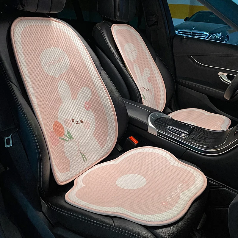 

Cartoon Flower New Arrival Cute Car interior Decorations Ice Silk Four Seasons Universal Car Seat Cover Mat