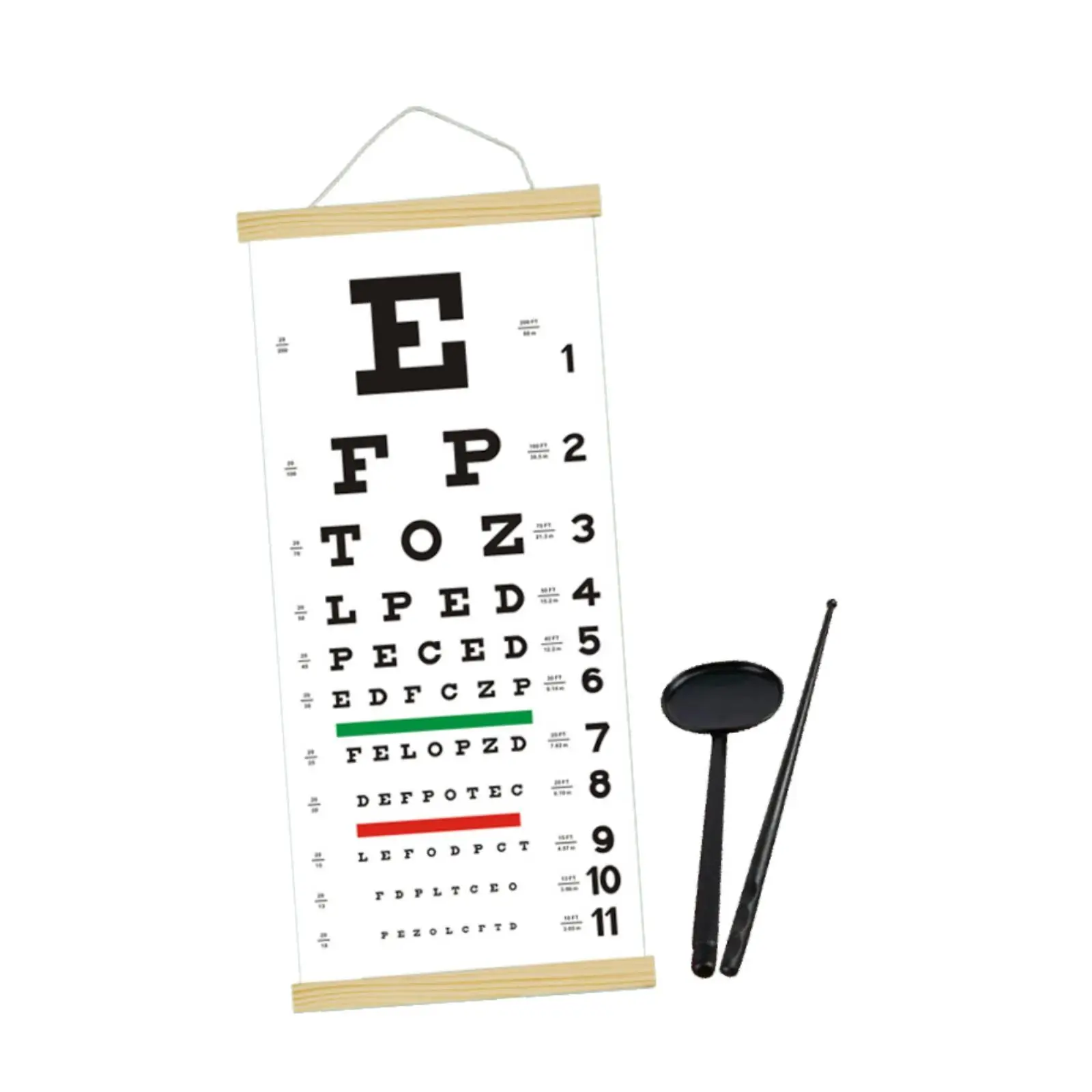 Eye Chart Eye Test Wall Chart with Hand Pointer with Occluder for Exam Home School