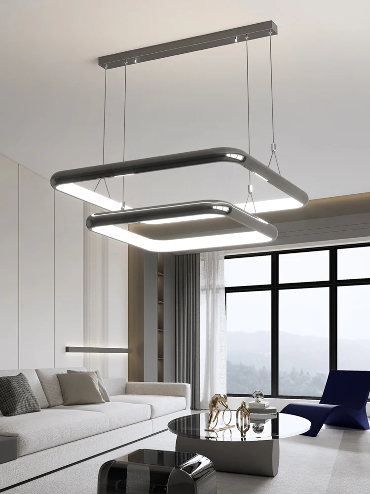 LED Chandelier lighting Modern Living room Bedroom Home Deco Square Hanging lamp Dining room Simple Study Room Lobby Fixtures