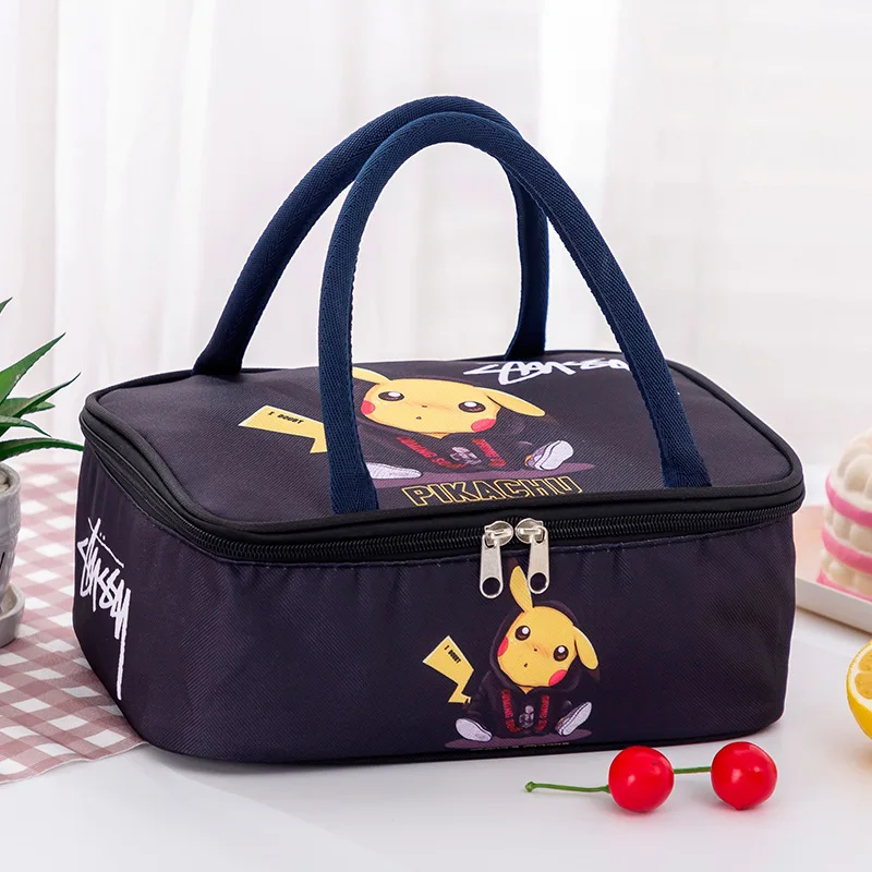 Pokemon Pikachu Insulated Lunch Box Bag Thickened Student Portable Lunch Bag Men and Women Large Capacity Travel Lunch Bag Gifts