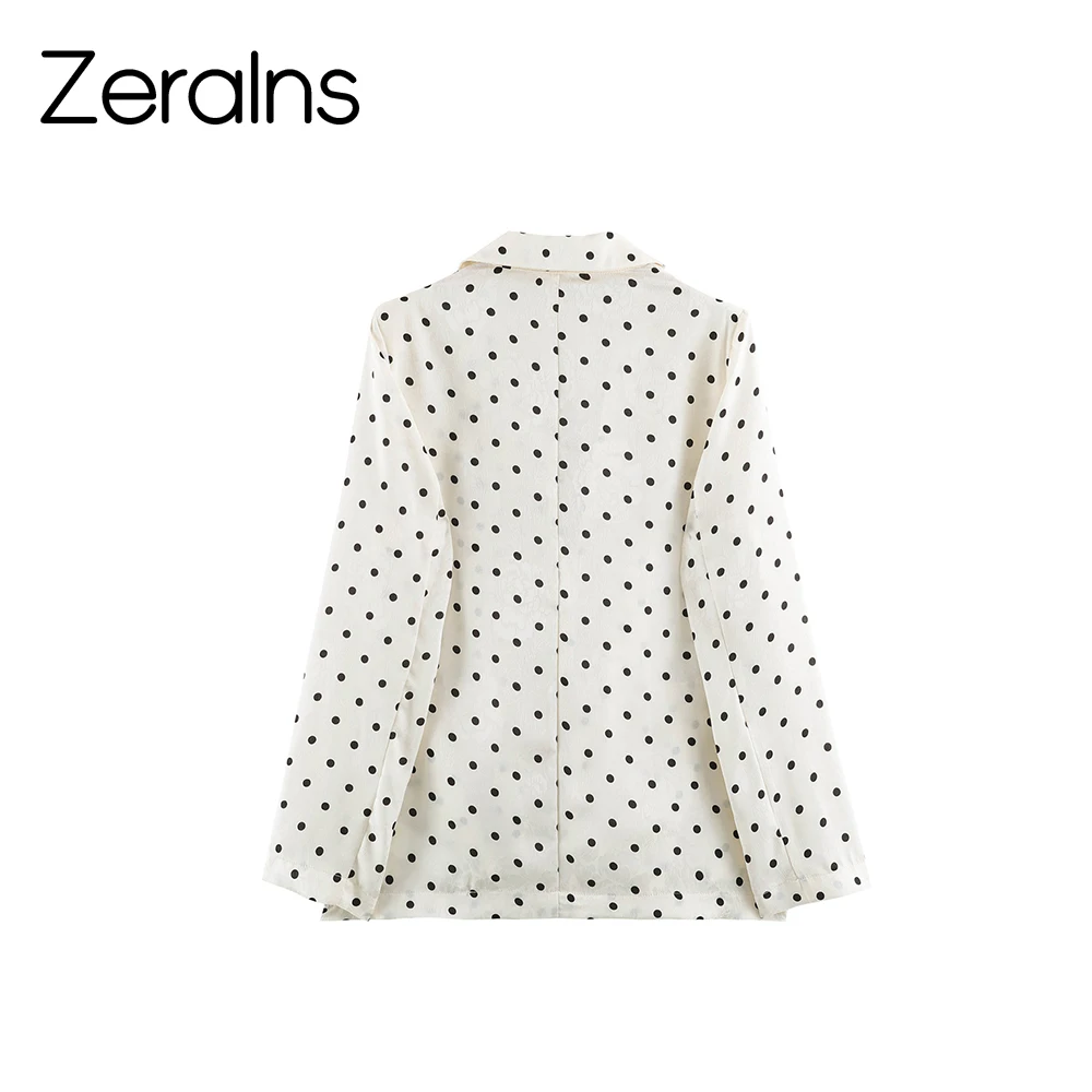 ZERAINS 2026 autumn new women's clothing style fashionable and versatile polka dot buttonless suit jacket